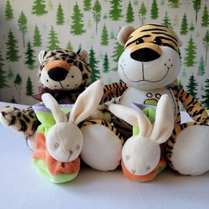 Kaloo Bunny Infant Booties and Stuffed Animals Bundle.